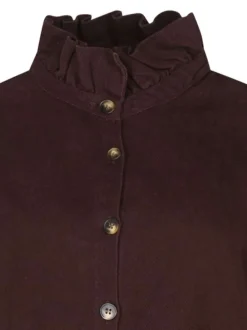Chemisier en coton bordeaux uni coupe droite avec un col montant