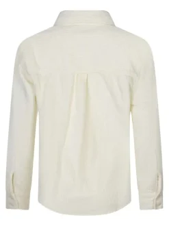 Chemisier en coton écru uni coupe ajustée avec un col chemise