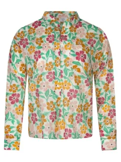 Chemisier en coton multicolore à motifs avec une coupe droite et un col chemise