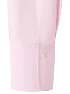 Chemisier en coton rose uni avec une coupe droite et un col à revers