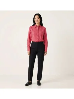Chemisier en coton rouge à rayures pourvu d'un col français