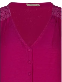Chemisier fuchsia uni pourvu d'une coupe droite et des manches courtes