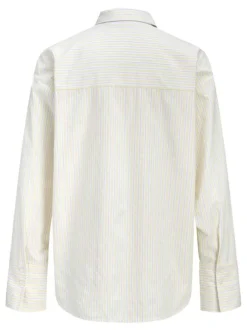 Chemisier jaune à rayures coupe droite pourvu d'un col chemise