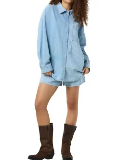 Chemisier Katri L/S Oversize Str Shrt en coton bleu rayé à coupe oversize