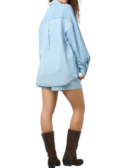 Chemisier Katri L/S Oversize Str Shrt en coton bleu rayé à coupe oversize