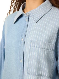 Chemisier Katri L/S Oversize Str Shrt en coton bleu rayé à coupe oversize