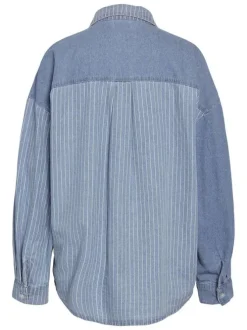 Chemisier Katri L/S Oversize Str Shrt en coton bleu rayé à coupe oversize