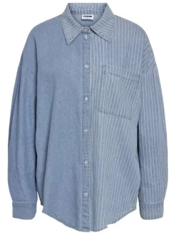 Chemisier Katri L/S Oversize Str Shrt en coton bleu rayé à coupe oversize