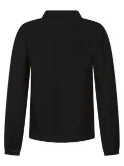 Chemisier noir uni avec une coupe droite et un col à revers
