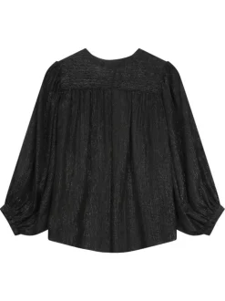 Chemisier noir uni avec une coupe oversize et un col tunisien