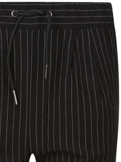 Chino noir à fines rayures avec une coupe slim et une taille haute élastiquée