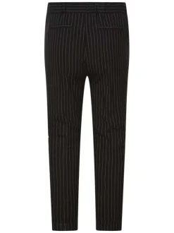 Chino noir à fines rayures avec une coupe slim et une taille haute élastiquée
