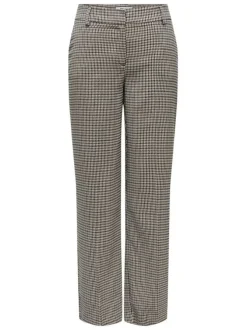 Chino anthracite pied de poule à coupe droite et poches passepoilées