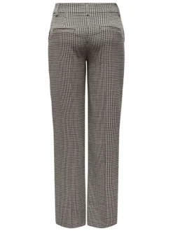 Chino anthracite pied de poule à coupe droite et poches passepoilées