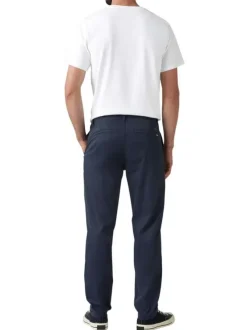 Chino bleu marine uni à coupe slim avec une taille intermédiaire