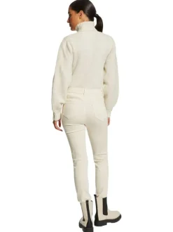 Chino écru uni avec une coupe slim et des passants au niveau de la taille