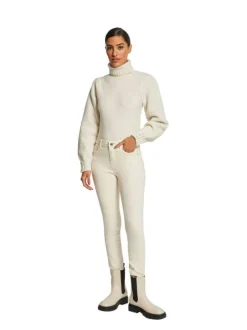 Chino écru uni avec une coupe slim et des passants au niveau de la taille
