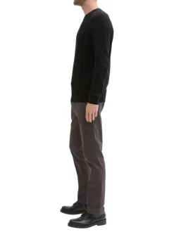 Chino en coton anthracite uni à coupe ajustée avec poches à l'italienne