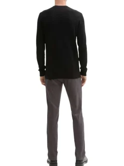 Chino en coton anthracite uni à coupe ajustée avec poches à l'italienne