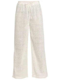 Chino en coton blanc en maille ajourée avec une coupe droite