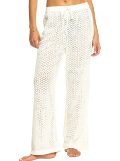 Chino en coton blanc en maille ajourée avec une coupe droite