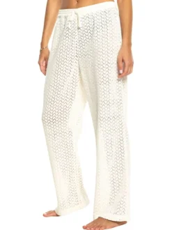 Chino en coton blanc en maille ajourée avec une coupe droite