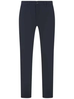 Chino en coton bleu marine uni avec une coupe slim fit et des passants