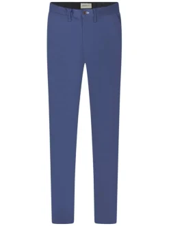Chino en coton bleu uni avec une coupe slim fit et une taille mi-haute