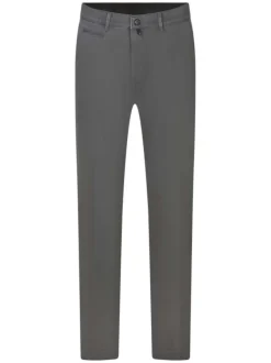 Chino en coton gris anthracite uni à coupe regular fit et à taille mi-haute