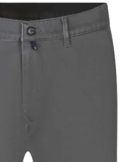 Chino en coton gris anthracite uni à coupe regular fit et à taille mi-haute