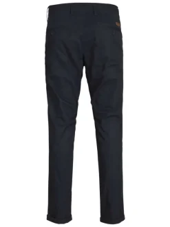 Chino en coton nuit uni avec une coupe droite et des passants pour ceinture