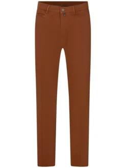 Chino en coton rouge brique uni à coupe regular fit et à taille mi-haute