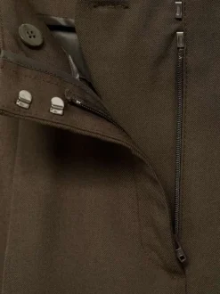 Chino kaki uni à coupe bootcut avec plis marqués et fermeture zippée