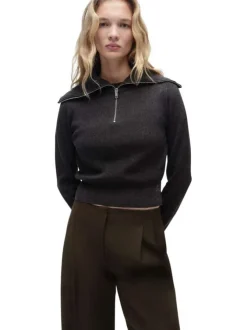 Chino kaki uni à coupe bootcut avec plis marqués et fermeture zippée