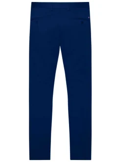 Chino Madison marine uni avec une coupe droite et des passants pour la ceinture
