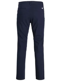 Chino Marco Dave en coton marine uni à coupe slim avec poches à l'italienne