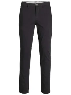 Chino Marco Dave en coton noir uni avec une coupe slim avec multiples poches
