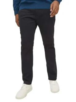 Chino Marco Dave en coton noir uni avec une coupe slim avec multiples poches