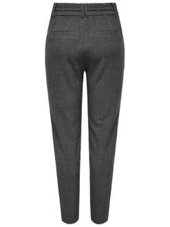 Chino marron uni avec une coupe droite, taille élastiquée et flot décoratif
