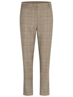 Chino 7/8 noir et beige à motif Prince de Galle avec coupe slim et 4 poches