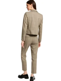 Chino 7/8 noir et beige à motif Prince de Galle avec coupe slim et 4 poches