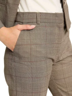 Chino 7/8 noir et beige à motif Prince de Galle avec coupe slim et 4 poches