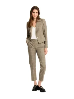Chino 7/8 noir et beige à motif Prince de Galle avec coupe slim et 4 poches