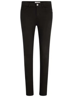 Chino noir uni avec une coupe slim et une fermeture zippée à bouton