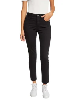 Chino noir uni avec une coupe slim et une fermeture zippée à bouton