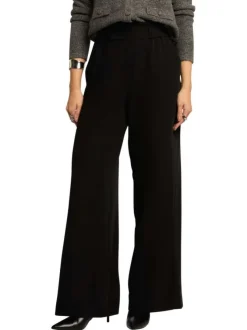 Chino noir uni à coupe bootcut et taille élastiquée et poches à l'italienne