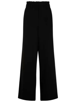 Chino noir uni à coupe bootcut et taille élastiquée et poches à l'italienne
