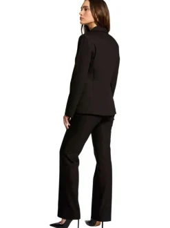 Chino noir uni à coupe cigarette avec 2 poches latérales et 2 plis marqués