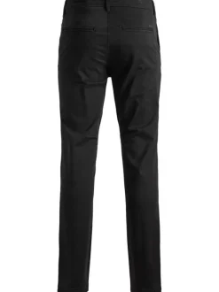 Chino noir uni en coton avec une coupe droite et des poches à l'italienne