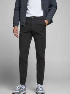 Chino noir uni en coton avec une coupe droite et des poches à l'italienne